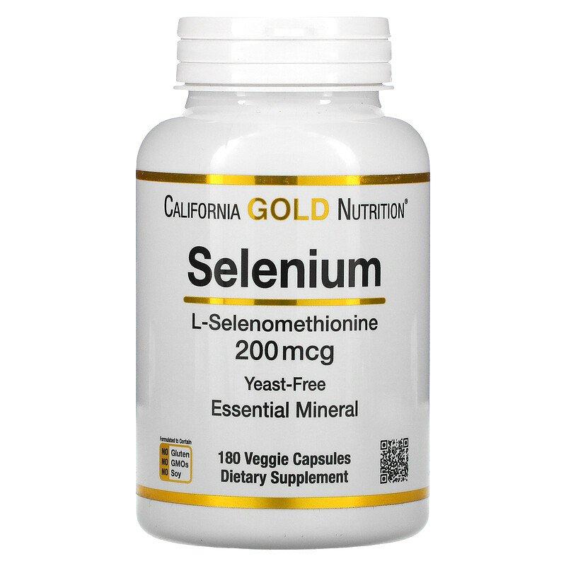 California Gold Nutrition, селен, бездріжджовий, 200 мкг, 180 рослинних капсул, фото 1