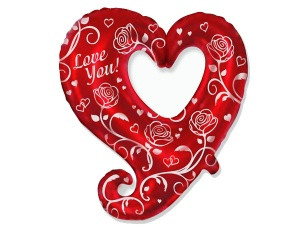 Фігура Серце в серці з хвостиком ЧЕРВОНЕ з МАЛЮНКОМ