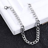 Чоловічий браслет товстий ланцюг у вигляді ланцюга срібний колір, фото 2