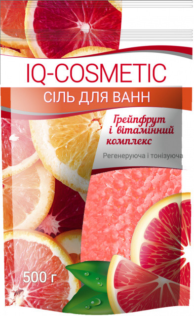 Сіль морська IQ-cosmetic грейпфрут і вітамінний комплекс 500 гр