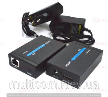 03-03-133. HDMI EXTENDER: передавач (TX) + приймач (RX), по 1 кабелю Cat5E/6 до 60м, фото 1