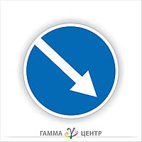 Не світловідбивна наклейка (маска)  дорожнього знаку 4.7. Об'їзд перешкоди з правого боку