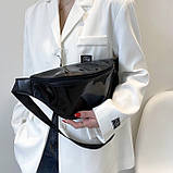 Жіноча прозора бананка дитяча поясна сумка чорна, фото 6