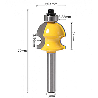 Фреза кромочно фигурная с нижним подшипником Ø25.4 мм (хвостовик 8 мм)
