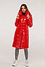 Лаковий брендовий жіночий червоний пуховик, фото 2