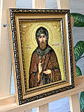 Ікона з янтаря "Святий Преподобний Віталій" 15x20 см , Св. Віталій ікона з бурштину 15x20 см, фото 3