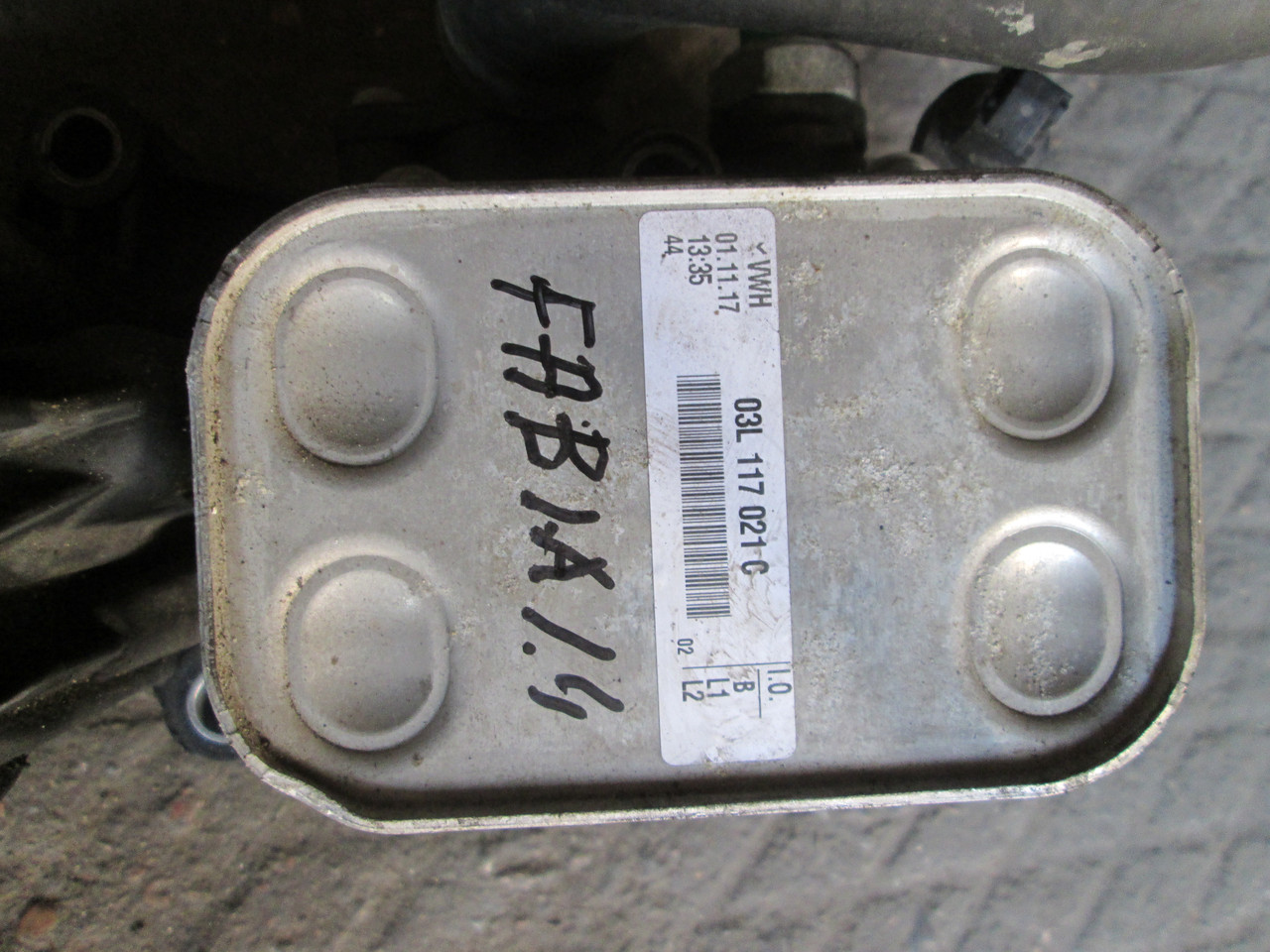 Б/у Масляний радіатор 1,4 TDI 03L117021C для Skoda Fabia III 2014 -, фото 1