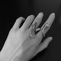 Кольцо двойное Змея кастет колечко готика косплей Слизерин Гарри Поттер Хеллоуин серебро