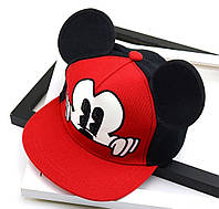 Дитяча кепка Снепбек з вушками Міккі Маус (Mickey Mouse) Disney з прямим козирком Червона, Унісекс
