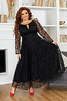 Вечернее женское платье в пол в больших размерах 58-60, Черный