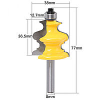 Фреза кромочно фигурная с нижним подшипником Ø38 мм (хвостовик 8 мм)
