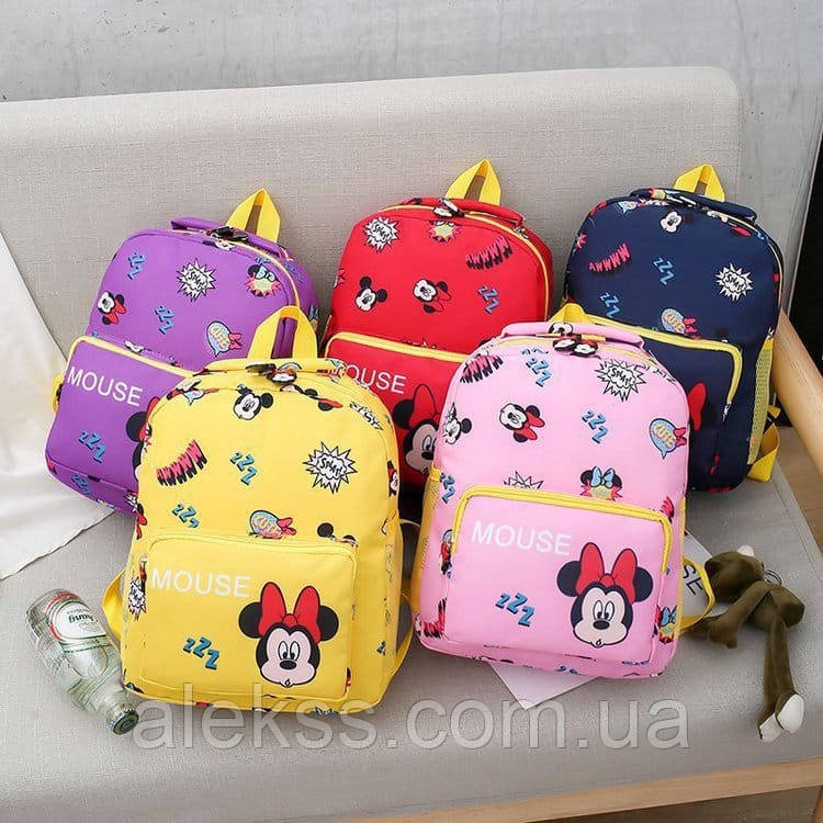 Детский рюкзак для девочек Микки-Маусом с передним карманом - фото 1 - id-p1460256252