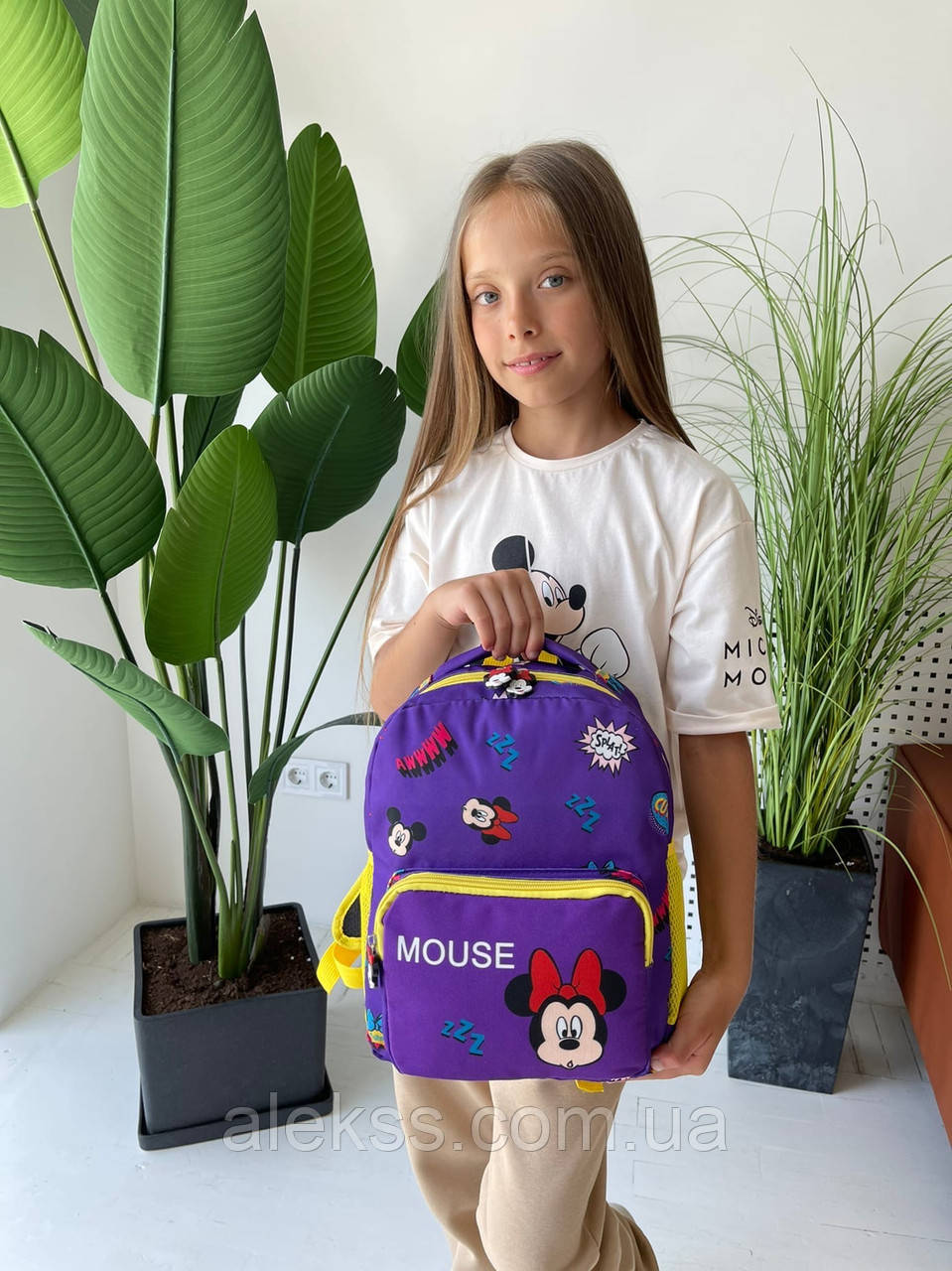 Детский рюкзак для девочек Микки-Маусом с передним карманом - фото 10 - id-p1460256252