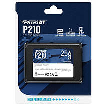 256GB SSD диск Patriot P210, твердотельный ссд 2.5" накопитель 256 гб для ПК и ноутбука acer, asus, lenovo, фото 3