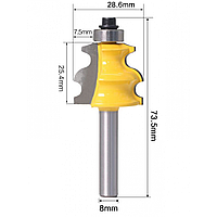 Фреза кромочно фигурная с нижним подшипником Ø73.5х28.6 мм (хвостовик 8 мм)