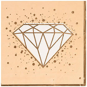 Серветки стиль "Діамант, весільні LUX", фігурні, 6 шт, 33 см, Салфетки "Алмаз" 1502-5084