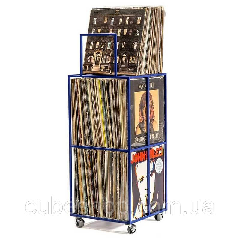 Металевий контейнер для зберігання пластинок 3-х поверховий (синій)