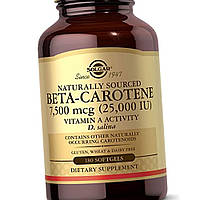 Витамин А Solgar Beta-Carotene 7,500 mcg (25,000 IU) naturally sourced 180 гел капсул