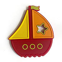 Кораблик ГРИЗУНОК (червоний) , силіконовий прорізувач для зубів