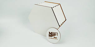 Коробка подарункова шестикутник із ДВП 20*10,5 біла, фото 1