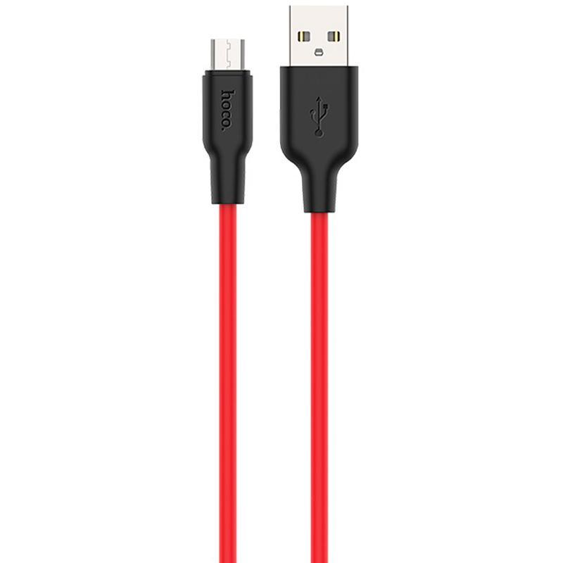 USB Cable Hoco X21 Silicone MicroUSB Black/Red 1m