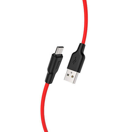 USB Cable Hoco X21 Silicone MicroUSB Black/Red 1m, фото 2