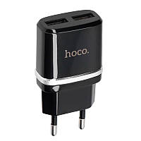 Сетевое зарядное устройство 2USB Hoco C12 2.4A Black + USB Cable iPhone 6