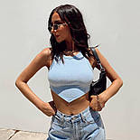 Жіночий топ майка з трикотажу рубчик з асиметрією (р. 42-44) 8317580, фото 4