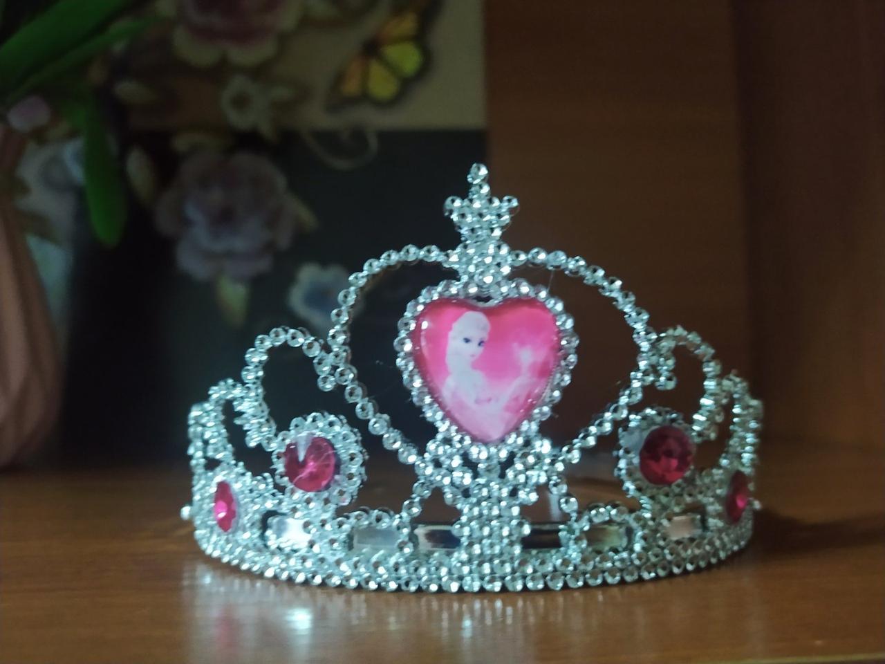Діадема рожева корона для принцеси із зображенням принцеси, малинова
