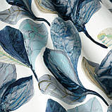 Декоративна тканина мальовані квіти сині і бордові, фото 2