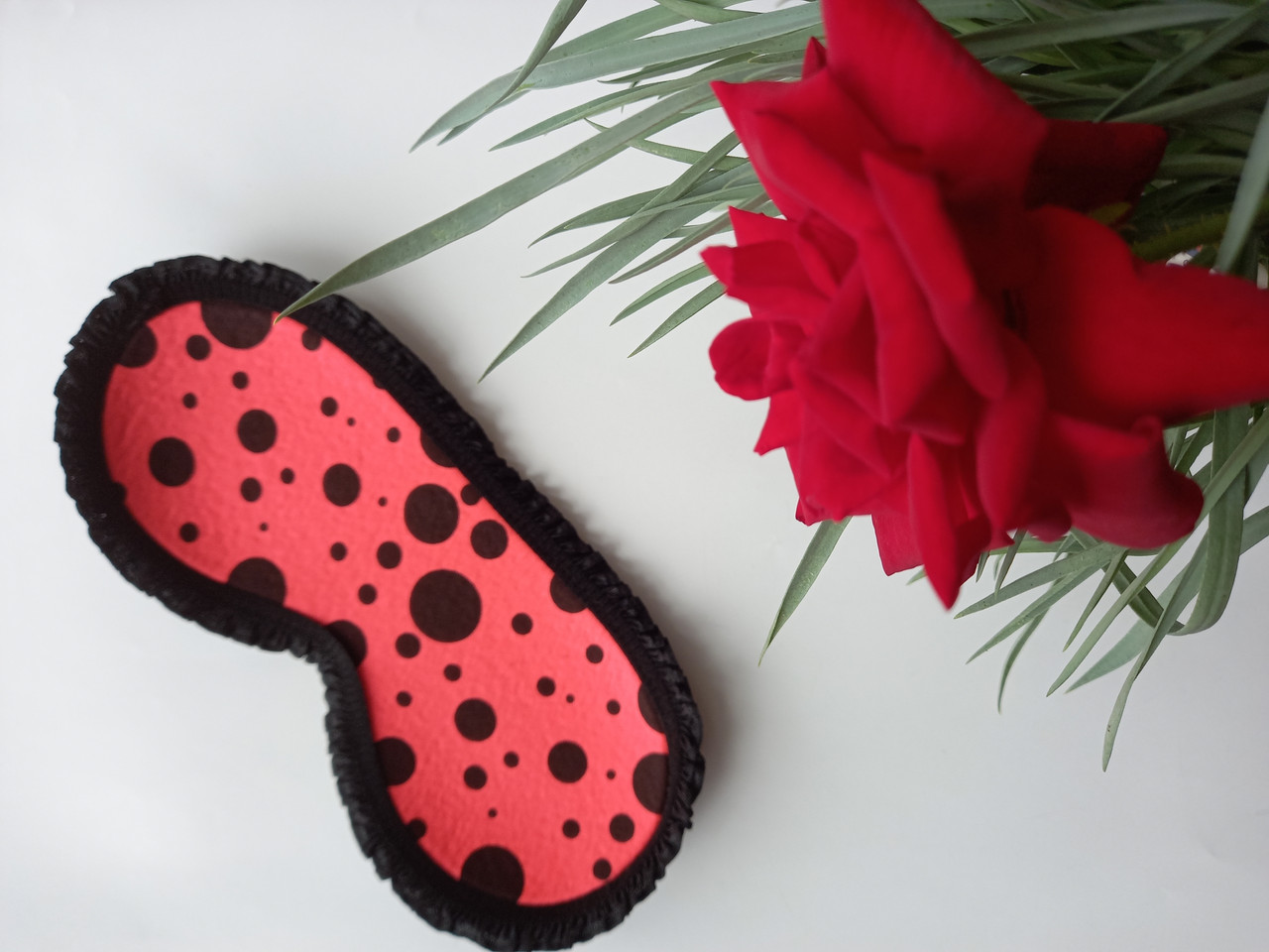 Маска для сну бавовняна в горошок  7, фото 1