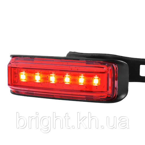 Велофонарь AQY-0115-6SMD (червоний), ЗУ micro USB, вбудований акумулятор
