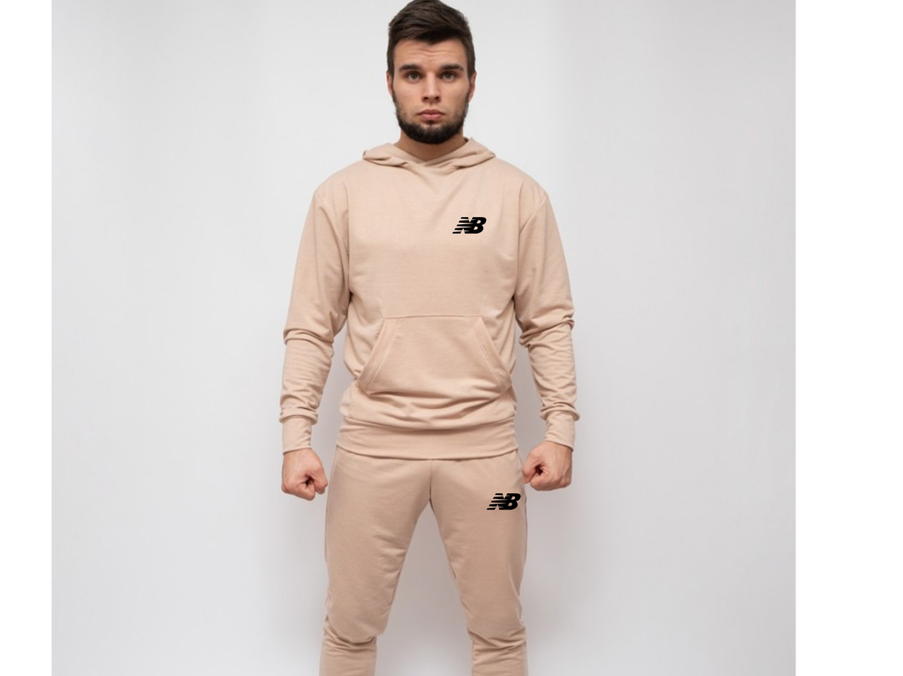 Тренувальний чоловічий літній споривный костюм New Balance (Нью Беленс), Бежевий