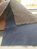 Дубляж штучний м'який Замш Темно-синього кольору та Хутро Барашок 5 мм Сірого кольору, фото 3