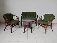 Комплект мебели Таврия Дарк-Грин из натурального ротанга софа, 2 кресла и кофейный столик