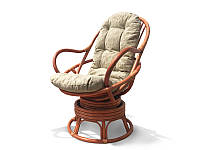 Крісло-гойдалка з натурального ротанга на пружинному блоці теракотового кольору