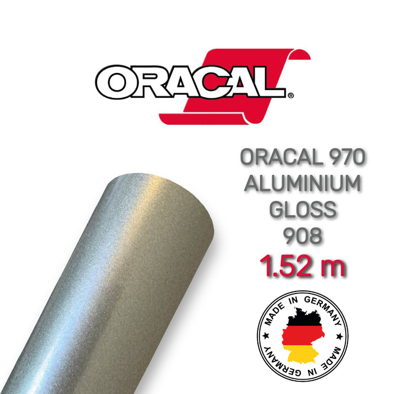 Сіра глянсова плівка Oracal 970, Aluminium Gloss 908