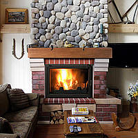 Каминна облицювання STIMLEX Borneo цегляний, дубова балка