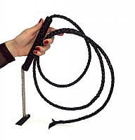 Батіг БДСМ без жорсткої рукоятки чорна еко шкіра