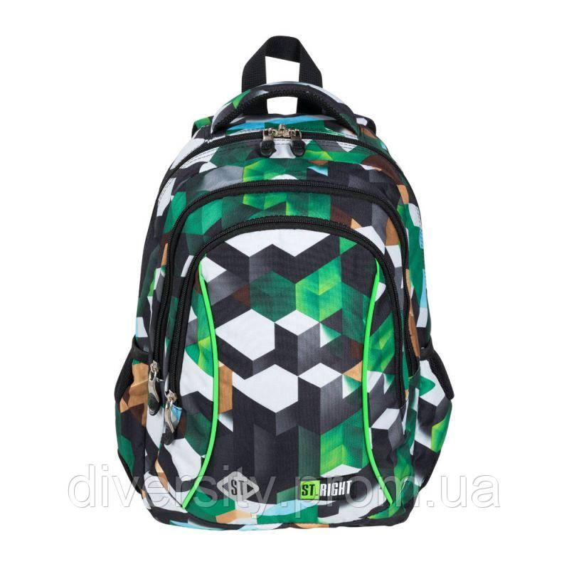 Подростковый школьный рюкзак BP-04 " GREEN 3D BLOCKS" ST.RIGHT 626265