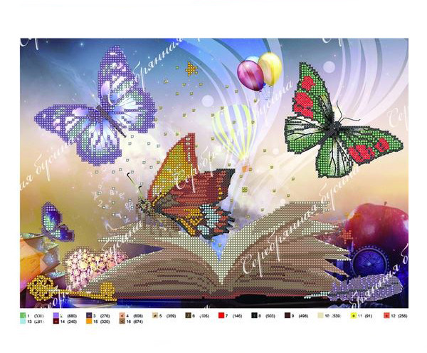 Схема для вишивки  бiсером ,,Чарiвна книга. Метелики,,