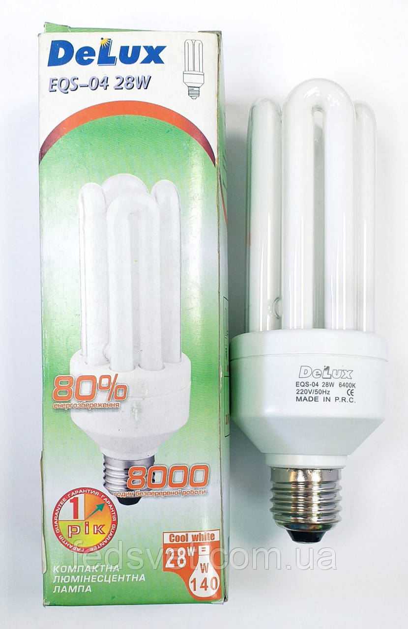 Лампа енергозберігаюча DELUX EQS-04 28W 6400К E27, фото 1