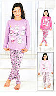 Пижама детская от 4 до 6 лет, из качественного трикотажа, для девочек пингвин-розовый