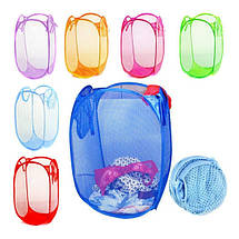 Кошик сітка для білизни та іграшок розкладний 30х30х46 см, фото 2