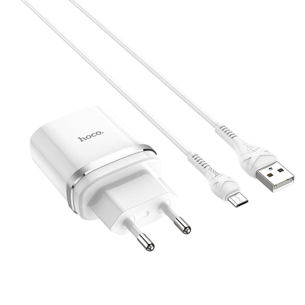 Мережевий зарядний пристрій Hoco C12Q 3.0A, QC 3.0 micro-usb 1м white