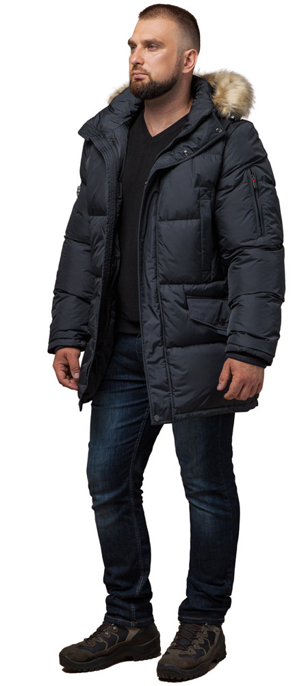 Класична чоловіча зимова куртка великого розміру графітова модель 2084 р. 62, фото 1