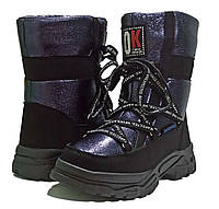 Дитячі зимові черевики для дівчинки на овчині ТОМ М 7729F сині. Розмір 35