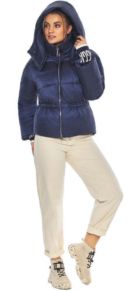 Куртка комфортна жіноча осінній колір синій оксамит модель 41975 р — 42 (XXS)