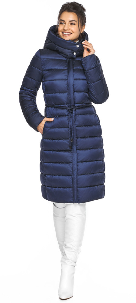 Куртка з вітрозахисною планкою жіночий колір синій оксамит модель 44860 (ОСТАЛСЯ ТОЛЬКО 38(4XS)