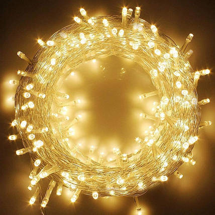 Світлодіодна гірлянда 200 led Білий теплий (прозорий провід), фото 2
